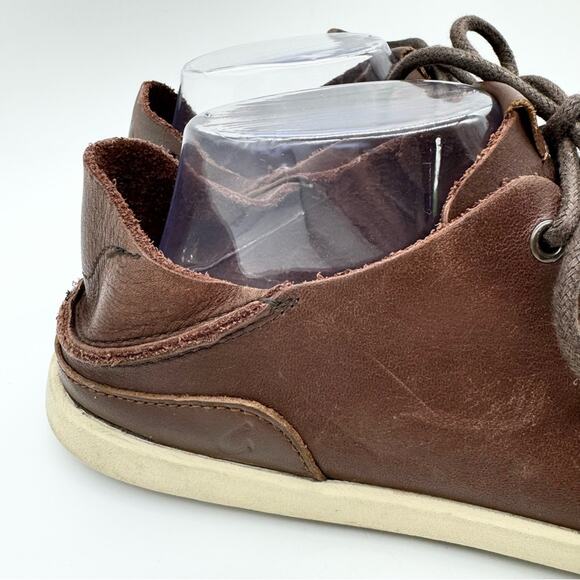 OluKai Nalukai Men's Leather Lace Up Slip On Shoe In Kona Coffee/Tapa Size 8.5 - Picture 3 of 13